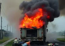 explosão de carreta na Via Dutra